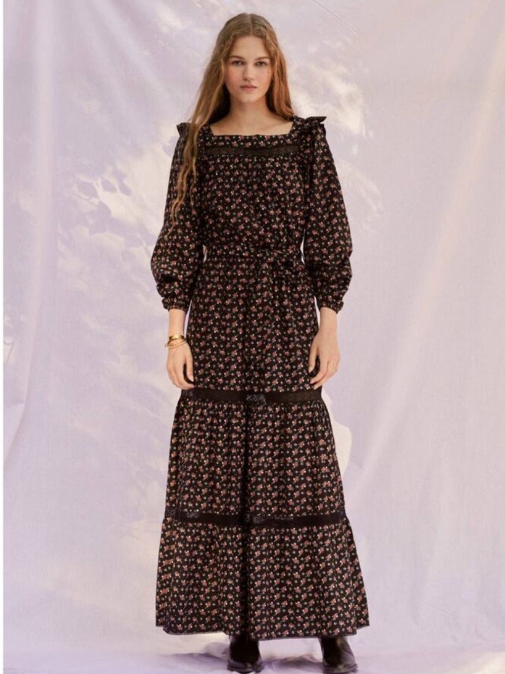 Sonmer Floral  Dress - Black with Pink Floral
